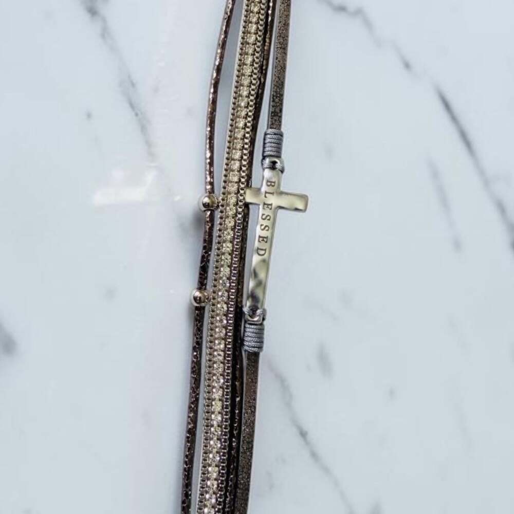 Womens Multi-Layer Blessed Magnetic Wrap Bracelet - Grey